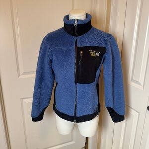Vtg Mountain Hardwear Deep Pile Fleece Jacket Womens Sz M Polartec USA Made Blue
